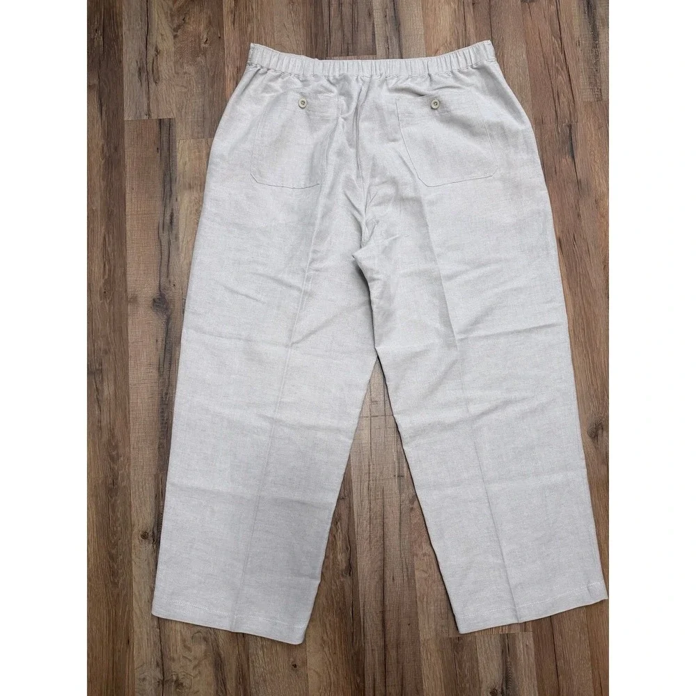 Cubavera Linen Blend Pants Light Beige Drawstring Relaxed Fit‎ XL NWOT
